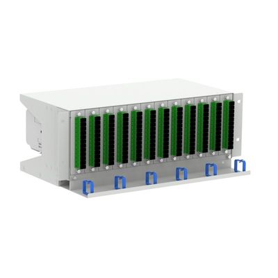 Γκρέι RAL 7035 4U 144 πυρήνες 19 ιντσών οπτική ίνες επιφάνειας υπο ODF με 3