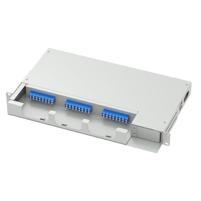 24 πυρήνες Οπτικό εξοπλισμό ινών 19 ιντσών Swing Patch Panel LC UPC Τύπος για FTTX ODN