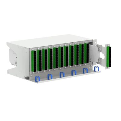 Γκρέι RAL 7035 4U 144 πυρήνες 19 ιντσών οπτική ίνες επιφάνειας υπο ODF με 3